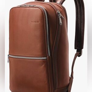 Samsonite Classic Leather Slim Backpack in Cognac